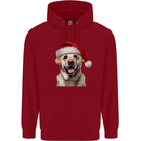 Christmas Golden Labrador Dog Xmas Hat Mens 80% Cotton Hoodie Red