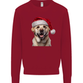 Christmas Golden Labrador Dog Xmas Hat Mens Sweatshirt Jumper Red