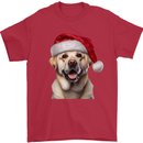 Christmas Golden Labrador Dog Xmas Hat Mens T-Shirt 100% Cotton Red