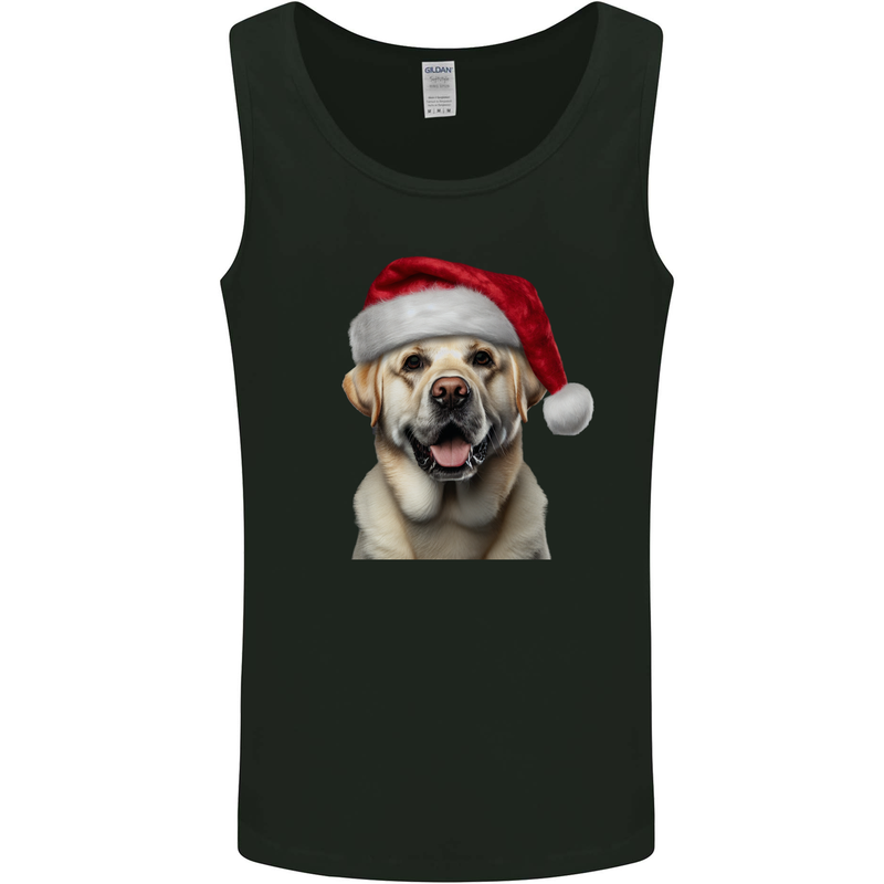 Christmas Golden Labrador Dog Xmas Hat Mens Vest Tank Top Black