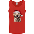 Christmas Golden Labrador Dog Xmas Hat Mens Vest Tank Top Red