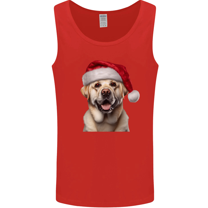 Christmas Golden Labrador Dog Xmas Hat Mens Vest Tank Top Red