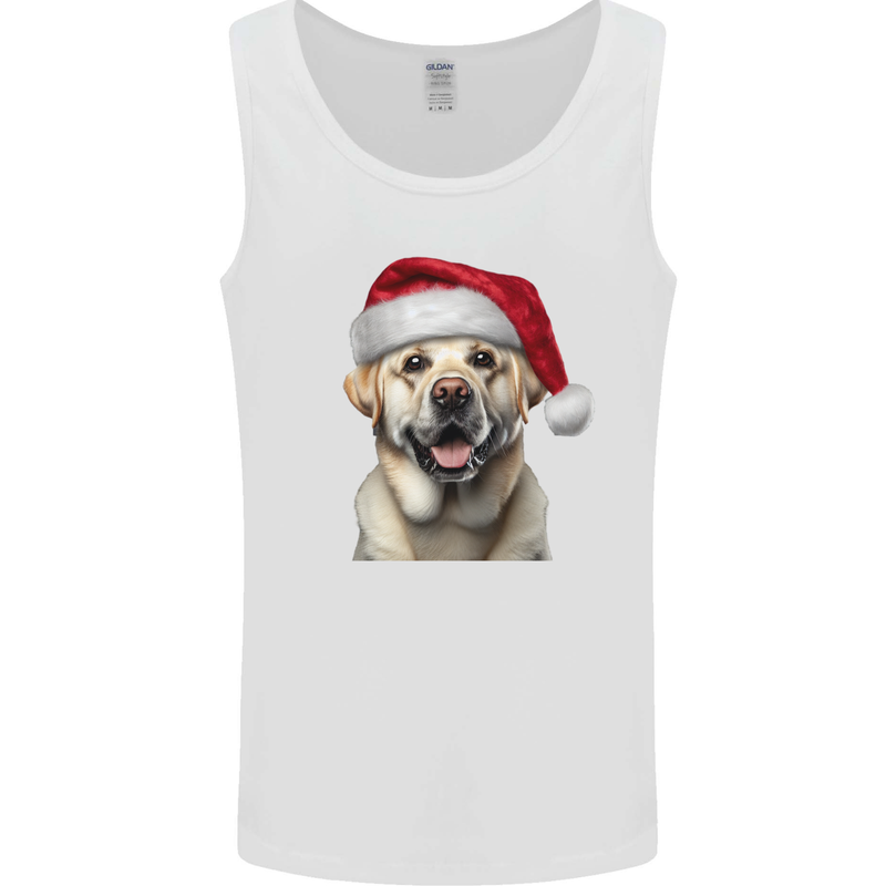 Christmas Golden Labrador Dog Xmas Hat Mens Vest Tank Top White