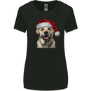 Christmas Golden Labrador Dog Xmas Hat Womens Wider Cut T-Shirt Black