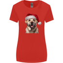 Christmas Golden Labrador Dog Xmas Hat Womens Wider Cut T-Shirt Red