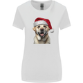 Christmas Golden Labrador Dog Xmas Hat Womens Wider Cut T-Shirt White