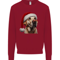 Christmas Golden Labrador Xmas Hat Dog Kids Sweatshirt Jumper Red