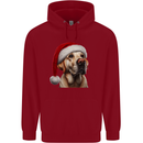 Christmas Golden Labrador Xmas Hat Dog Mens 80% Cotton Hoodie Red
