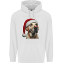 Christmas Golden Labrador Xmas Hat Dog Mens 80% Cotton Hoodie White