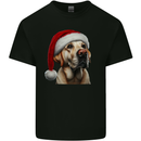Christmas Golden Labrador Xmas Hat Dog Mens Cotton T-Shirt Tee Top Black