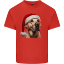 Christmas Golden Labrador Xmas Hat Dog Mens Cotton T-Shirt Tee Top Red