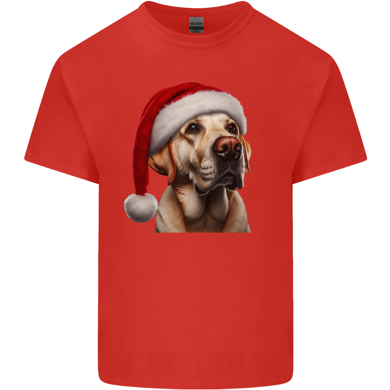 Christmas Golden Labrador Xmas Hat Dog Mens Cotton T-Shirt Tee Top Red