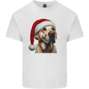 Christmas Golden Labrador Xmas Hat Dog Mens Cotton T-Shirt Tee Top White