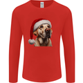 Christmas Golden Labrador Xmas Hat Dog Mens Long Sleeve T-Shirt Red