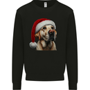 Christmas Golden Labrador Xmas Hat Dog Mens Sweatshirt Jumper Black