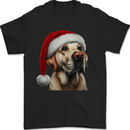 Christmas Golden Labrador Xmas Hat Dog Mens T-Shirt 100% Cotton Black