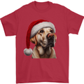 Christmas Golden Labrador Xmas Hat Dog Mens T-Shirt 100% Cotton Red
