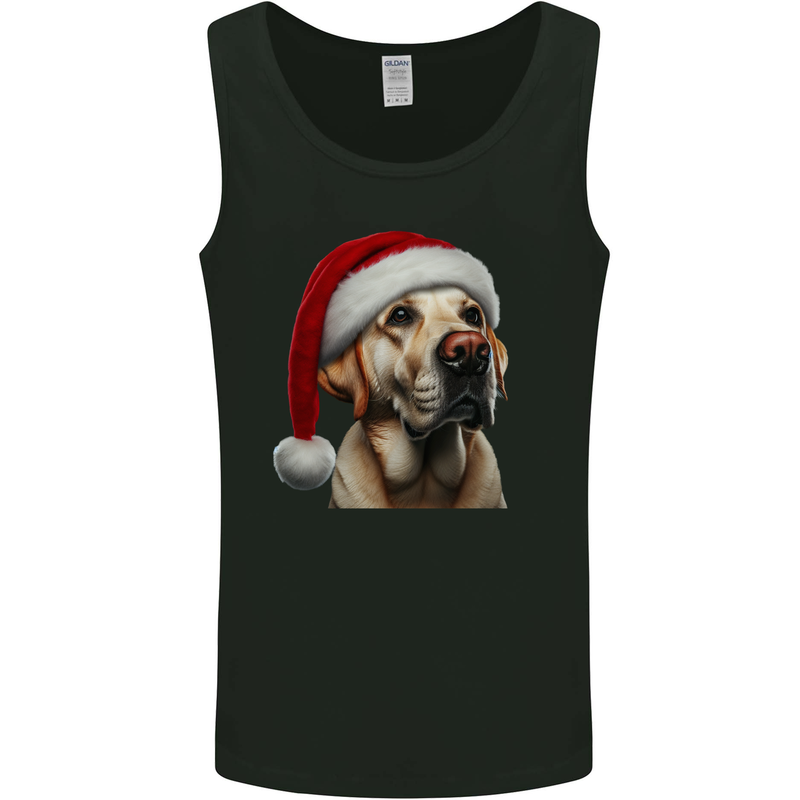 Christmas Golden Labrador Xmas Hat Dog Mens Vest Tank Top Black