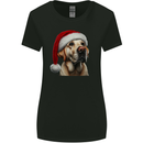 Christmas Golden Labrador Xmas Hat Dog Womens Wider Cut T-Shirt Black