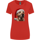Christmas Golden Labrador Xmas Hat Dog Womens Wider Cut T-Shirt Red