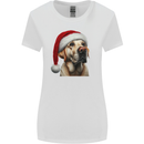Christmas Golden Labrador Xmas Hat Dog Womens Wider Cut T-Shirt White