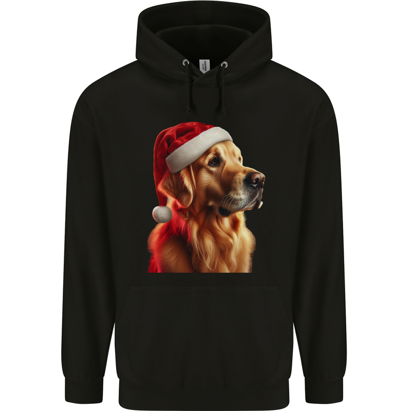 Christmas Golden Retriever Dog Xmas Childrens Kids Hoodie Black
