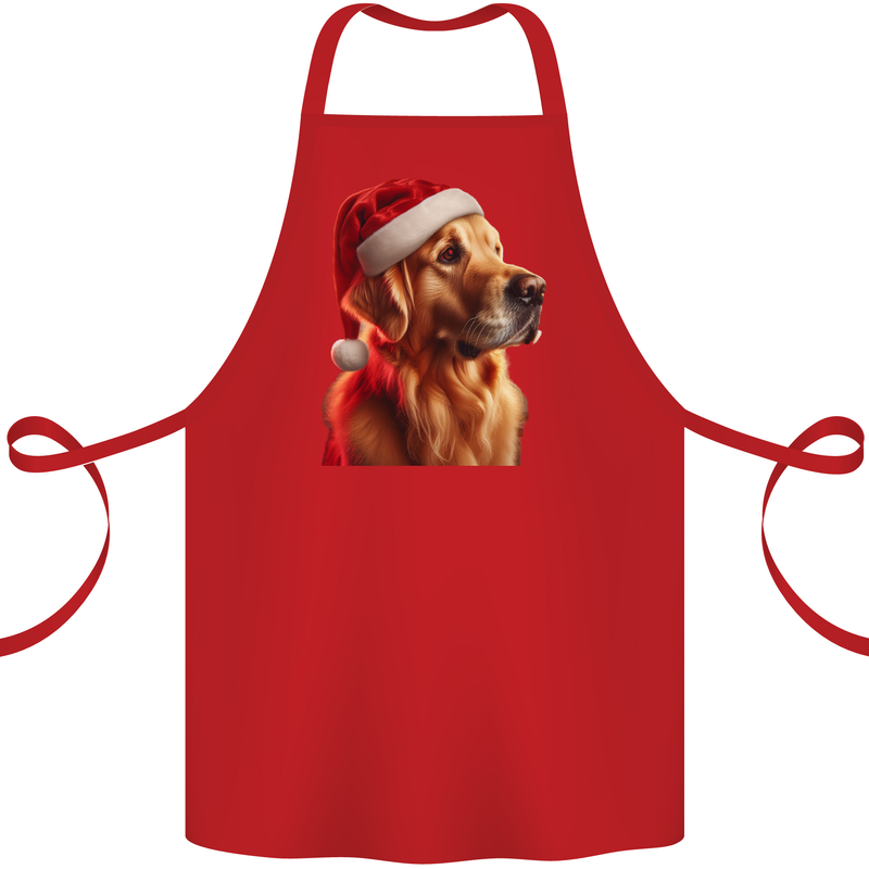 Christmas Golden Retriever Dog Xmas Cotton Apron 100% Organic Red