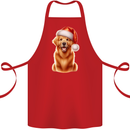 Christmas Golden Retriever Dog Xmas Hat Cotton Apron 100% Organic Red