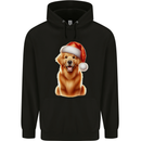 Christmas Golden Retriever Dog Xmas Hat Mens 80% Cotton Hoodie Black
