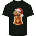 Christmas Golden Retriever Dog Xmas Hat Mens Cotton T-Shirt Tee Top Black