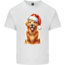 Christmas Golden Retriever Dog Xmas Hat Mens Cotton T-Shirt Tee Top White