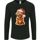 Christmas Golden Retriever Dog Xmas Hat Mens Long Sleeve T-Shirt Black