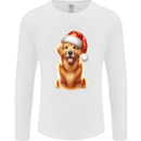 Christmas Golden Retriever Dog Xmas Hat Mens Long Sleeve T-Shirt White