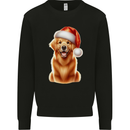 Christmas Golden Retriever Dog Xmas Hat Mens Sweatshirt Jumper Black
