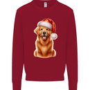 Christmas Golden Retriever Dog Xmas Hat Mens Sweatshirt Jumper Red