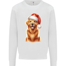 Christmas Golden Retriever Dog Xmas Hat Mens Sweatshirt Jumper White