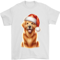 Christmas Golden Retriever Dog Xmas Hat Mens T-Shirt 100% Cotton White
