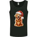 Christmas Golden Retriever Dog Xmas Hat Mens Vest Tank Top Black