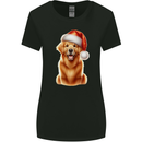 Christmas Golden Retriever Dog Xmas Hat Womens Wider Cut T-Shirt Black
