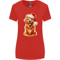 Christmas Golden Retriever Dog Xmas Hat Womens Wider Cut T-Shirt Red
