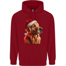 Christmas Golden Retriever Dog Xmas Mens 80% Cotton Hoodie Red