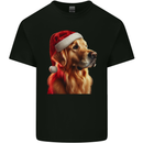 Christmas Golden Retriever Dog Xmas Mens Cotton T-Shirt Tee Top Black