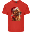 Christmas Golden Retriever Dog Xmas Mens Cotton T-Shirt Tee Top Red