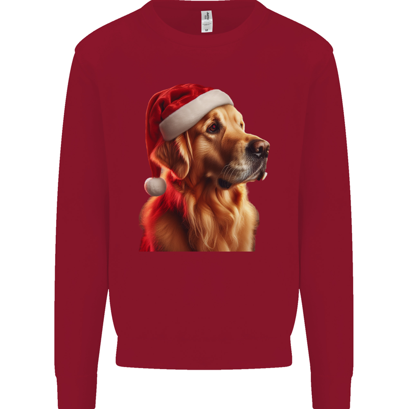 Christmas Golden Retriever Dog Xmas Mens Sweatshirt Jumper Red