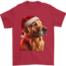 Christmas Golden Retriever Dog Xmas Mens T-Shirt 100% Cotton Red