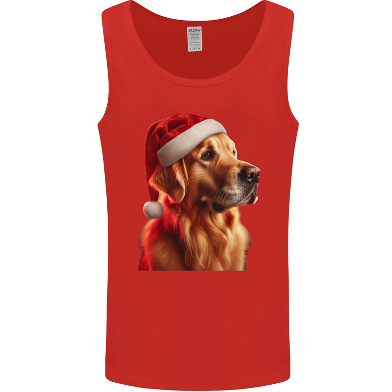 Christmas Golden Retriever Dog Xmas Mens Vest Tank Top Red