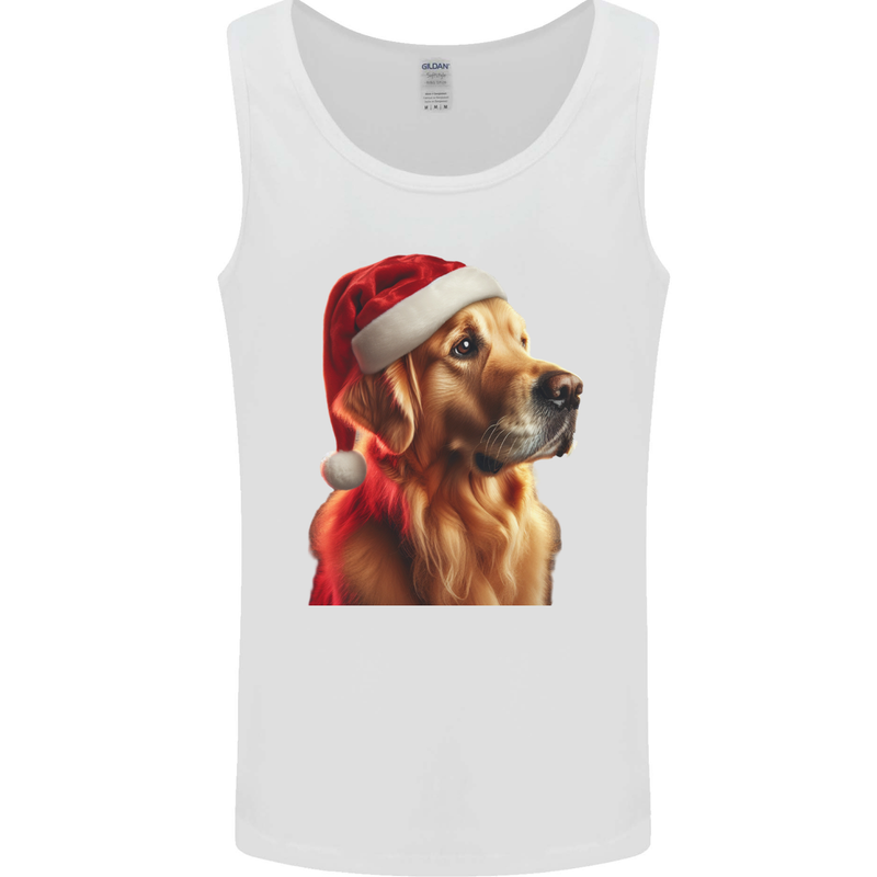 Christmas Golden Retriever Dog Xmas Mens Vest Tank Top White