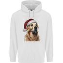 Christmas Golden Retriever Tartan Xmas Hat Dog Childrens Kids Hoodie White