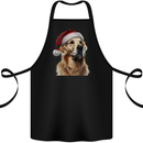 Christmas Golden Retriever Tartan Xmas Hat Dog Cotton Apron 100% Organic Black