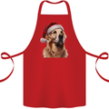 Christmas Golden Retriever Tartan Xmas Hat Dog Cotton Apron 100% Organic Red